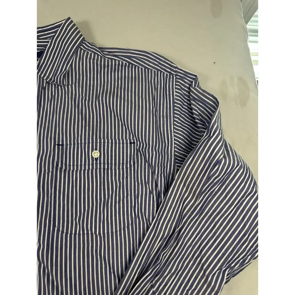 Polo Ralph Lauren Boys Striped Button Shirt Youth L 16-18 Blue White